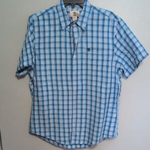 Timberland Light Blue and White Plaid Shirt